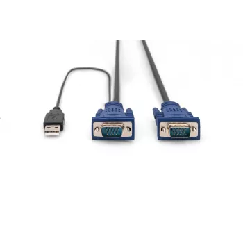DIGITUS Juego de cables KVM, VGA, ratón PS/2, teclado PS/2, USB HD DB15/M, 2xMiniDIN6/M, USB Type-A/M – HD DB15/M negro, 1,8 m