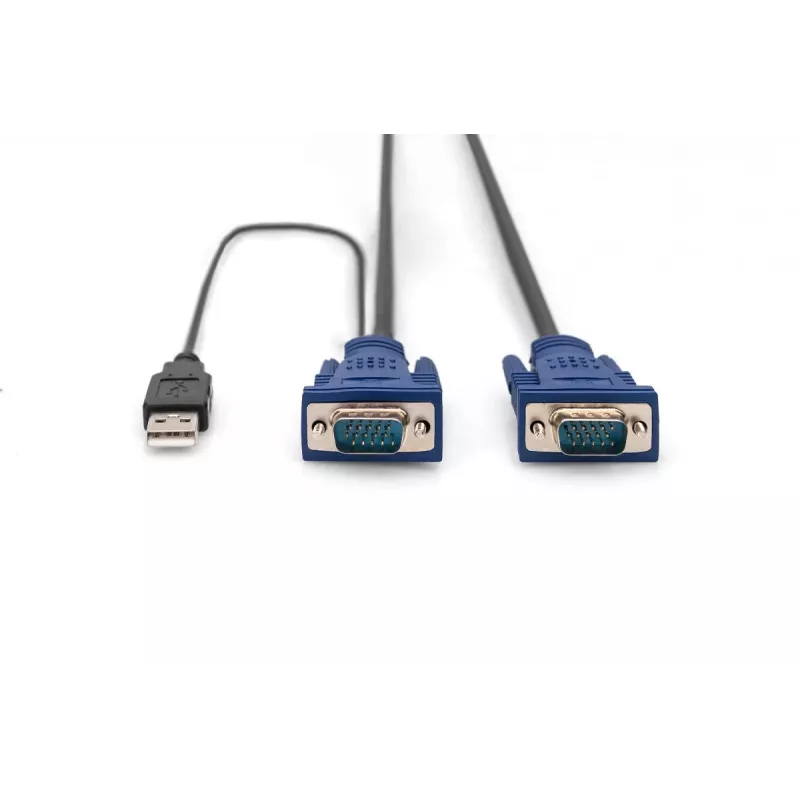 DIGITUS Juego de cables KVM, VGA, ratón PS/2, teclado PS/2, USB HD DB15/M, 2xMiniDIN6/M, USB Type-A/M – HD DB15/M negro, 1,8 m