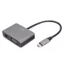 DIGITUS Adaptador USB-C - mini DP + VGA, 20 cm 4K/30Hz, Plata, carcasa de aluminio