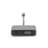 DIGITUS Adaptador USB-C - mini DP + VGA, 20 cm 4K/30Hz, Plata, carcasa de aluminio