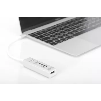 DIGITUS Hub USB 2.0 Type-C con lector de tarjetas 3x USB 2.0. 1x SD, 1x MicroSD Carcasa de aluminio