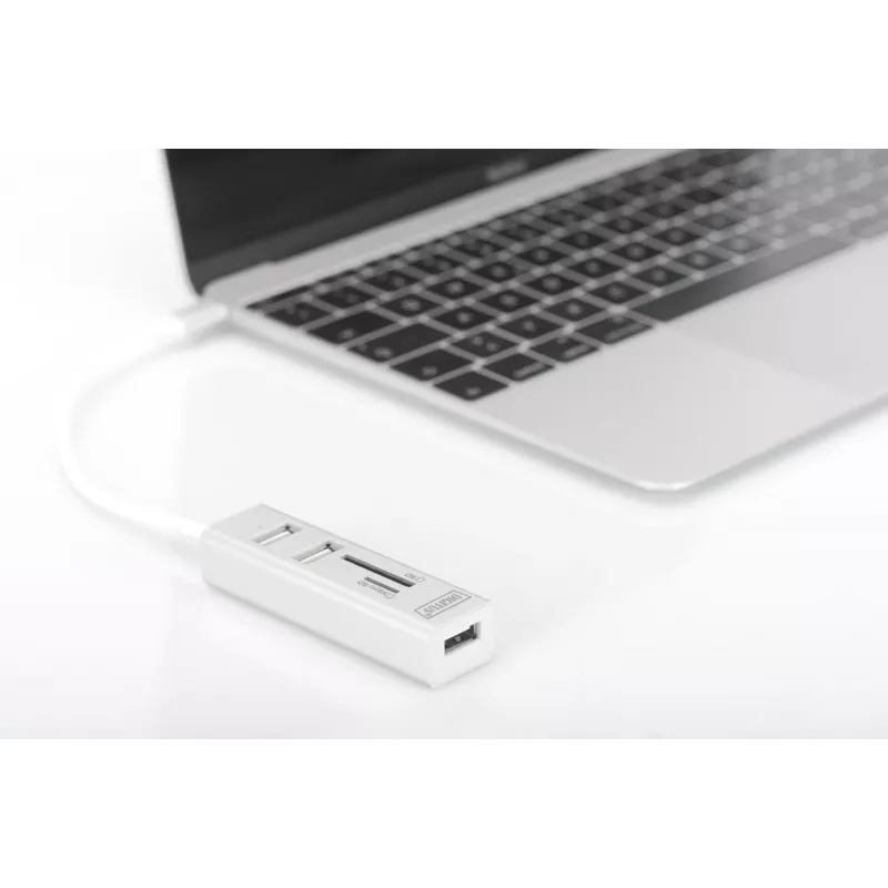 DIGITUS Hub USB 2.0 Type-C con lector de tarjetas 3x USB 2.0. 1x SD, 1x MicroSD Carcasa de aluminio