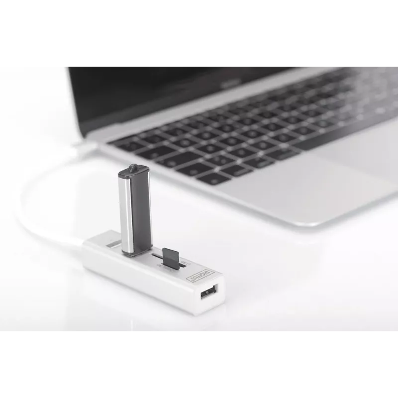 DIGITUS Hub USB 2.0 Type-C con lector de tarjetas 3x USB 2.0. 1x SD, 1x MicroSD Carcasa de aluminio