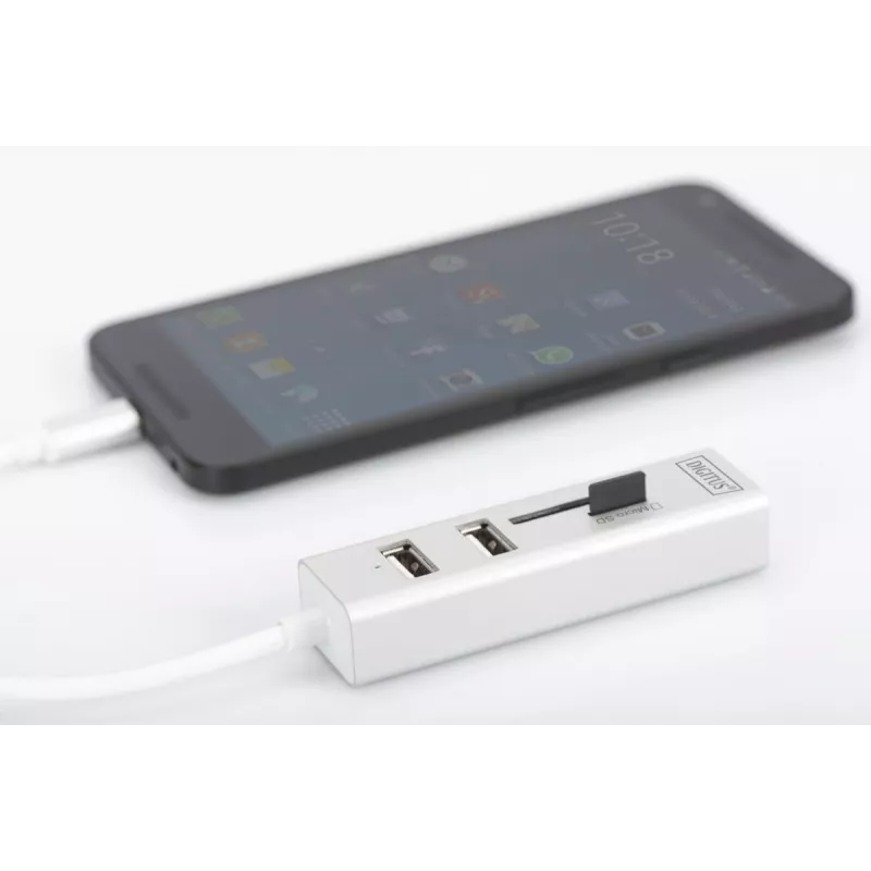 DIGITUS Hub USB 2.0 Type-C con lector de tarjetas 3x USB 2.0. 1x SD, 1x MicroSD Carcasa de aluminio