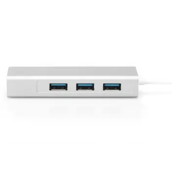 DIGITUS Hub USB 3.0 Type-C de 3 puertos con Gigabit Ethernet 3x USB A/H,1xUSB C/M,1x RJ45 LAN