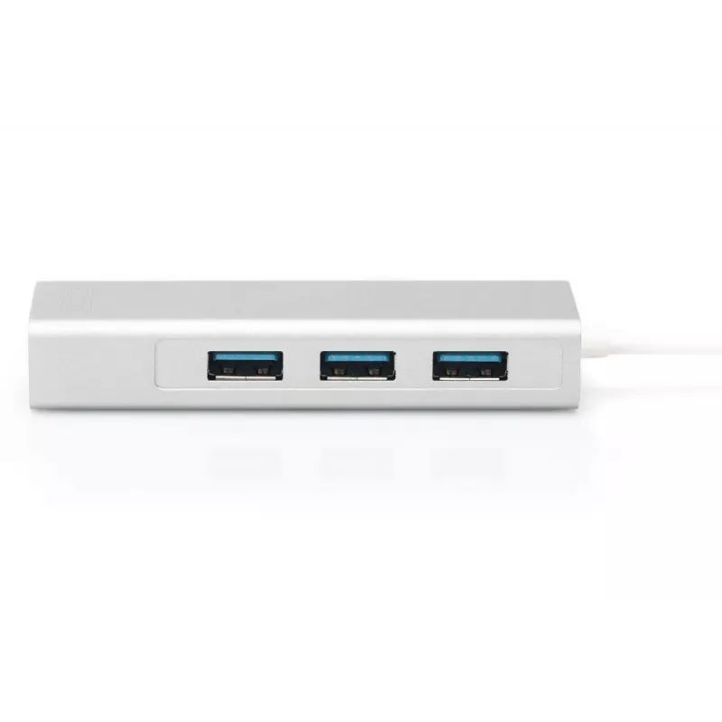 DIGITUS Hub USB 3.0 Type-C de 3 puertos con Gigabit Ethernet 3x USB A/H,1xUSB C/M,1x RJ45 LAN