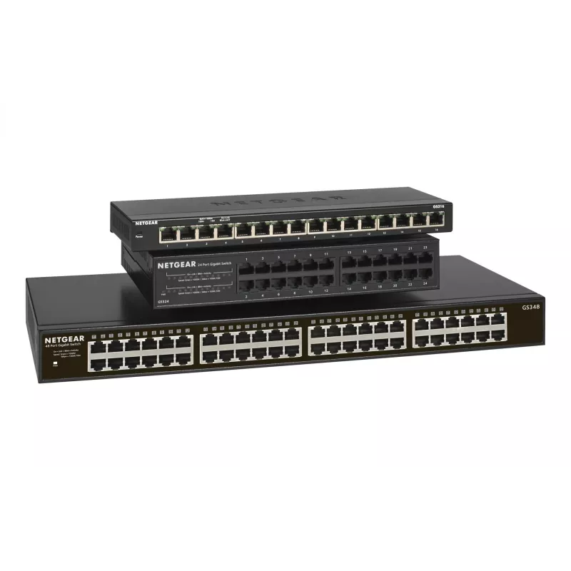 NETGEAR GS348 No gestionado Gigabit Ethernet (10/100/1000) 1U Negro