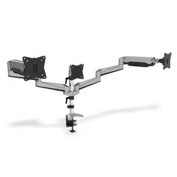DIGITUS Soporte de mesa universal para triple monitor con brazo de gas y montaje con abrazadera
