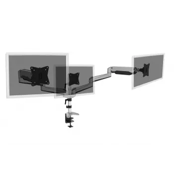 DIGITUS Soporte de mesa universal para triple monitor con brazo de gas y montaje con abrazadera