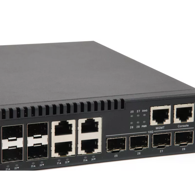 LevelOne KILBY Conmutador de fibra Gigabit gestionado L3 Lite de 28 puertos, 4 x 10GbE SFP+, 4 x Gigabit SFP/RJ45 Combo