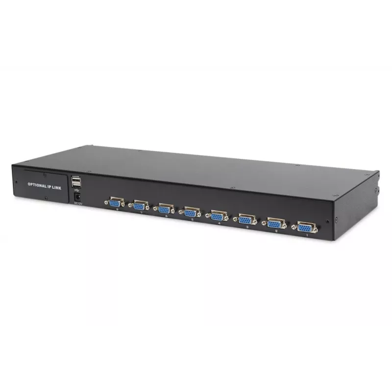 DIGITUS DS-72211-3GE consola KVM LCD de 19 pulgadas, VGA de 16 puertos, touchpad, teclado alemán