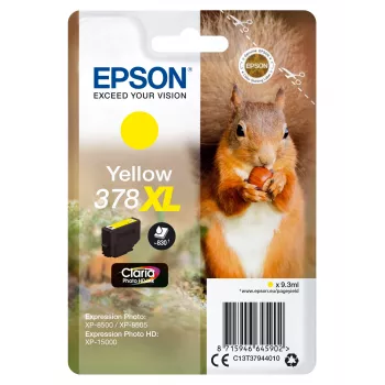Epson Squirrel pack individual amarillo 378XL Claria Photo HD tinta, alto (XL) rendimiento, amarillo, tinta pigmentada, 9,3 ml, 1 ud., 830 páginas