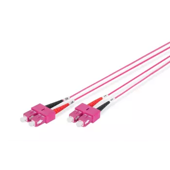 DIGITUS cable de fibra óptica para patch panel, SC a SC multimodo OM4 - 50/125 µ, dúplex, color RAL4003 longitud 1 m
