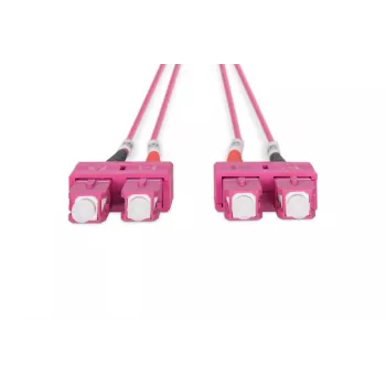 DIGITUS cable de fibra óptica para patch panel, SC a SC multimodo OM4 - 50/125 µ, dúplex, color RAL4003 longitud 1 m