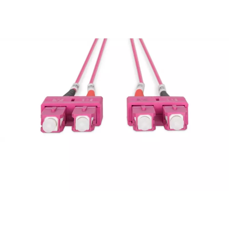 DIGITUS cable de fibra óptica para patch panel, SC a SC multimodo OM4 - 50/125 µ, dúplex, color RAL4003 longitud 1 m