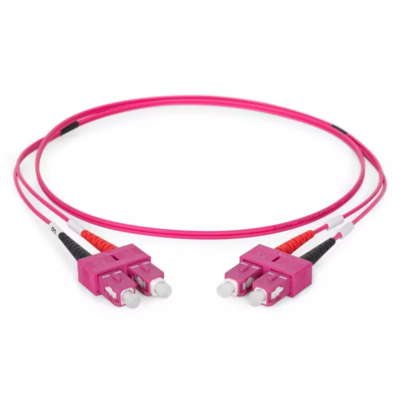 DIGITUS cable de fibra óptica para patch panel, SC a SC multimodo OM4 - 50/125 µ, dúplex, color RAL4003 longitud 1 m