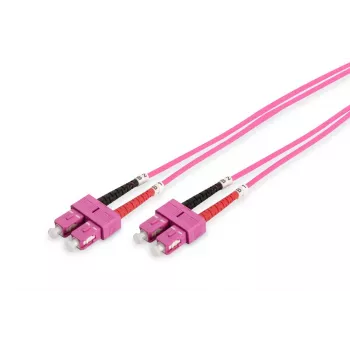 DIGITUS cable de fibra óptica para patch panel, SC a SC multimodo OM4 - 50/125 µ, dúplex, color RAL4003 longitud 3 m