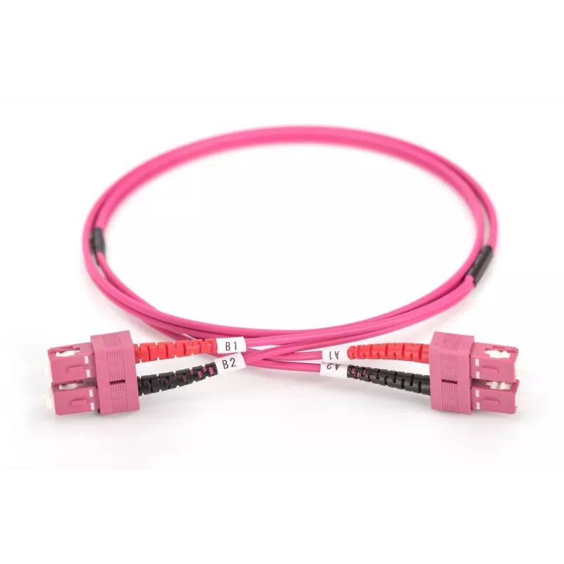 DIGITUS cable de fibra óptica para patch panel, SC a SC multimodo OM4 - 50/125 µ, dúplex, color RAL4003 longitud 3 m