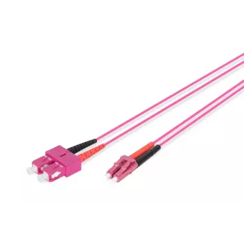 DIGITUS cable de fibra óptica para patch panel, LC a SC multimodo OM4 - 50/125 µ, dúplex, color RAL4003 longitud 1 m