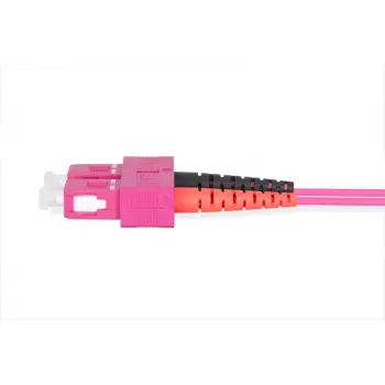 DIGITUS cable de fibra óptica para patch panel, LC a SC multimodo OM4 - 50/125 µ, dúplex, color RAL4003 longitud 1 m