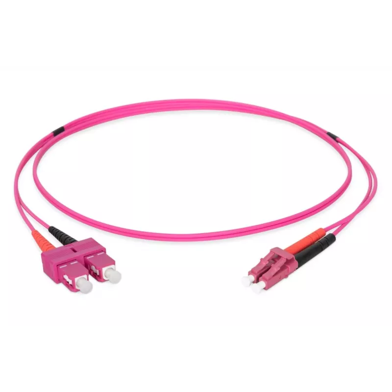DIGITUS cable de fibra óptica para patch panel, LC a SC multimodo OM4 - 50/125 µ, dúplex, color RAL4003 longitud 1 m