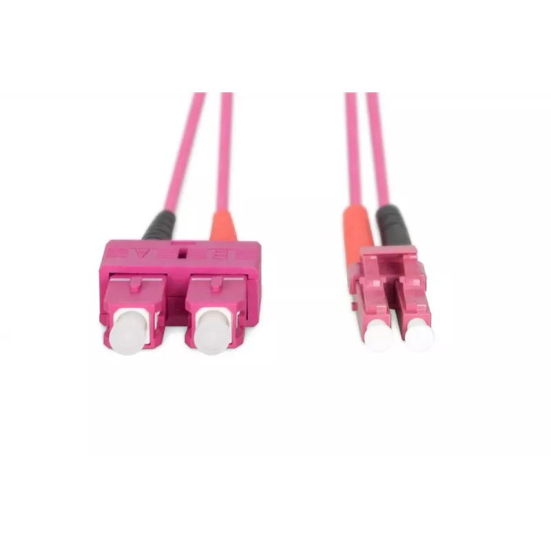 DIGITUS cable de fibra óptica para patch panel, LC a SC multimodo OM4 - 50/125 µ, dúplex, color RAL4003 longitud 1 m