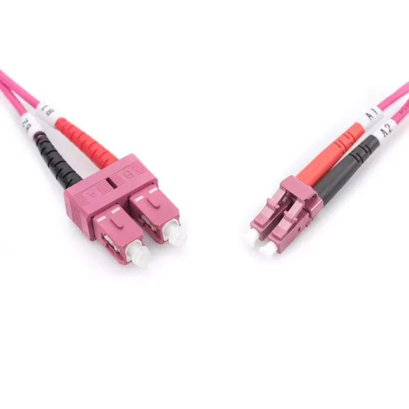 DIGITUS cable de fibra óptica para patch panel, LC a SC multimodo OM4 - 50/125 µ, dúplex, color RAL4003, longitud 3 m