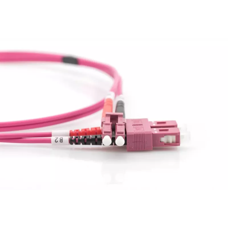 DIGITUS cable de fibra óptica para patch panel, LC a SC multimodo OM4 - 50/125 µ, dúplex, color RAL4003, longitud 10 m
