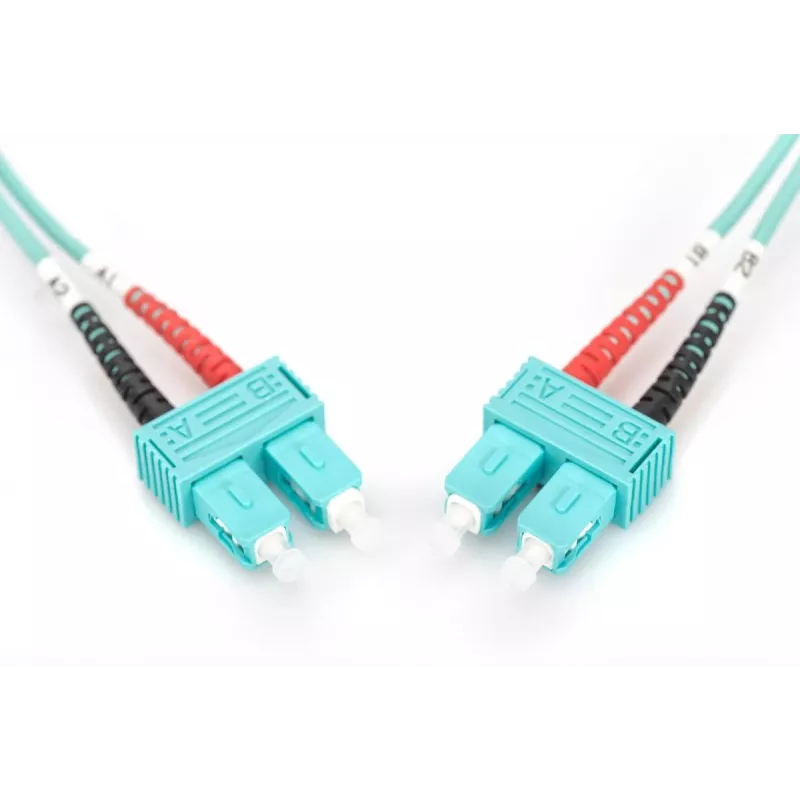 DIGITUS cable de fibra óptica para patch panel, SC a SC multimodo 50/125 µ, dúplex longitud 1 m clase OM3
