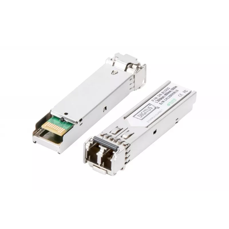 DIGITUS Módulo SFP 1,25 Gbit/s, Hasta 550 m Multimodo, Conector LC dúplex 1000Base-SX, 850 nm