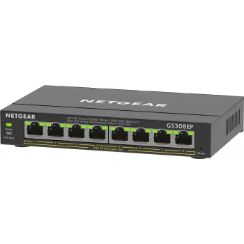 NETGEAR Switch Gigabit Ethernet PoE+ Plus de 8 puertos (GS308EP) Gestionado L2/L3 Gigabit Ethernet (10/100/1000) Power over Ethernet (PoE) Negro