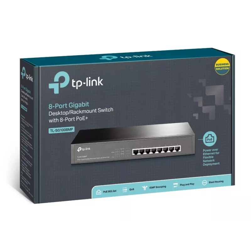 TP-Link TL-SG1008MP Gigabit Ethernet no gestionado (10/100/1000) Power over Ethernet (PoE) 1U Negro
