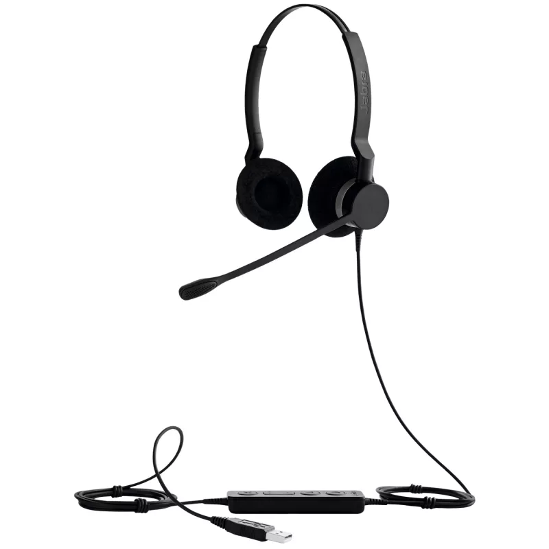 Jabra BIZ 2300 Duo, USB, UC, con cable, oficina/call center, 150 - 4500 Hz, 65 g, headset, negro