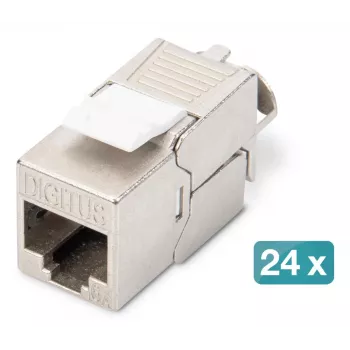 DIGITUS panel de parcheo modular - apantallado con 24x DN-93615 24 puertos 1U montaje en rack gris RAL 7035
