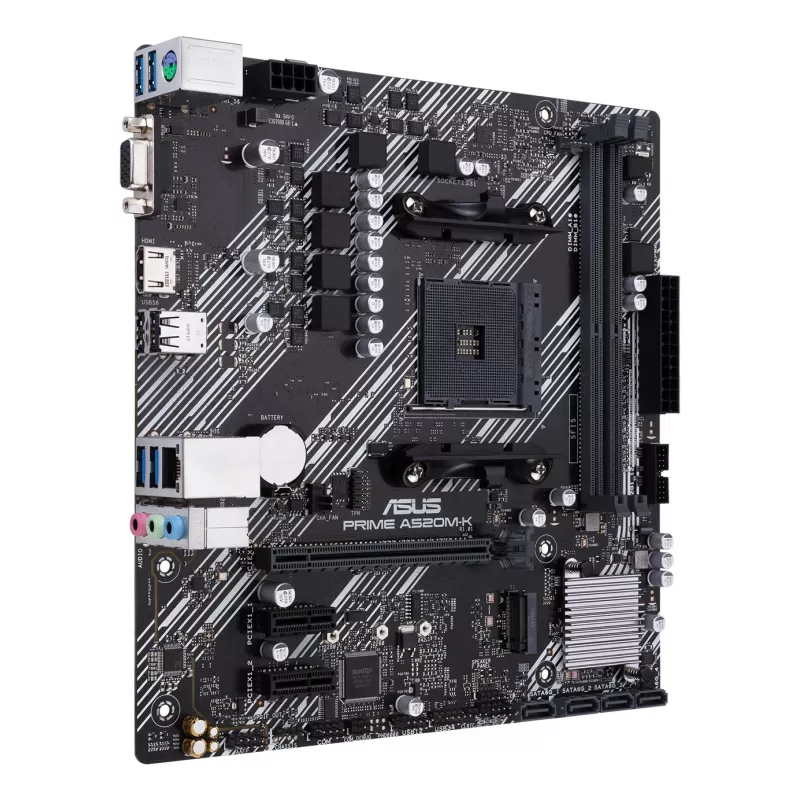 Placa base ASUS PRIME A520M-K, chipset AMD A520, socket AM4, micro ATX, 2x DDR4, 64 GB, 1x M.2, 4x SATA III, HDMI 2.1