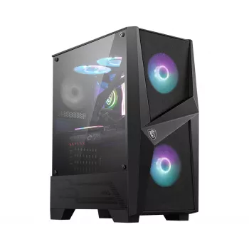 MSI MAG FORGE 100R caja de ordenador gaming Midi Tower 'negra, 2x ventilador ARGB PWM de 120mm, 1x ventilador de 120mm, 1-6 ARGB Hub, Mystic Light Sync, panel de cristal templado, ATX, mATX, mini-ITX'