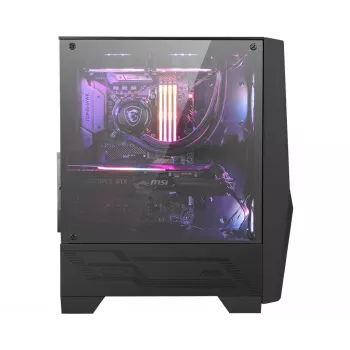 MSI MAG FORGE 100R caja de ordenador gaming Midi Tower 'negra, 2x ventilador ARGB PWM de 120mm, 1x ventilador de 120mm, 1-6 ARGB Hub, Mystic Light Sync, panel de cristal templado, ATX, mATX, mini-ITX'