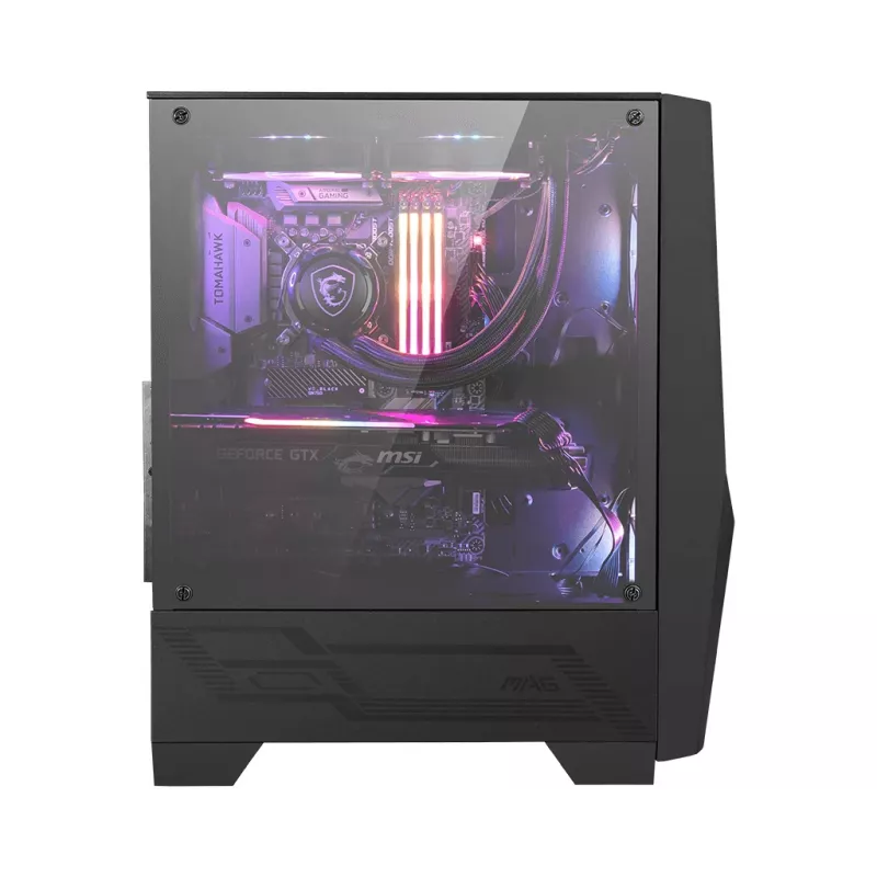 MSI MAG FORGE 100R caja gaming Mid Tower, ATX/mATX/Mini-ITX, cristal templado, 2 ventiladores ARGB de 120 mm, negro