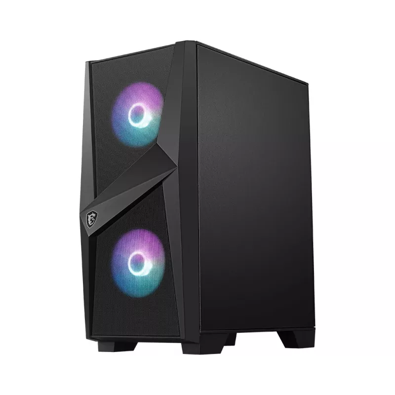 MSI MAG FORGE 100R caja gaming Mid Tower, ATX/mATX/Mini-ITX, cristal templado, 2 ventiladores ARGB de 120 mm, negro