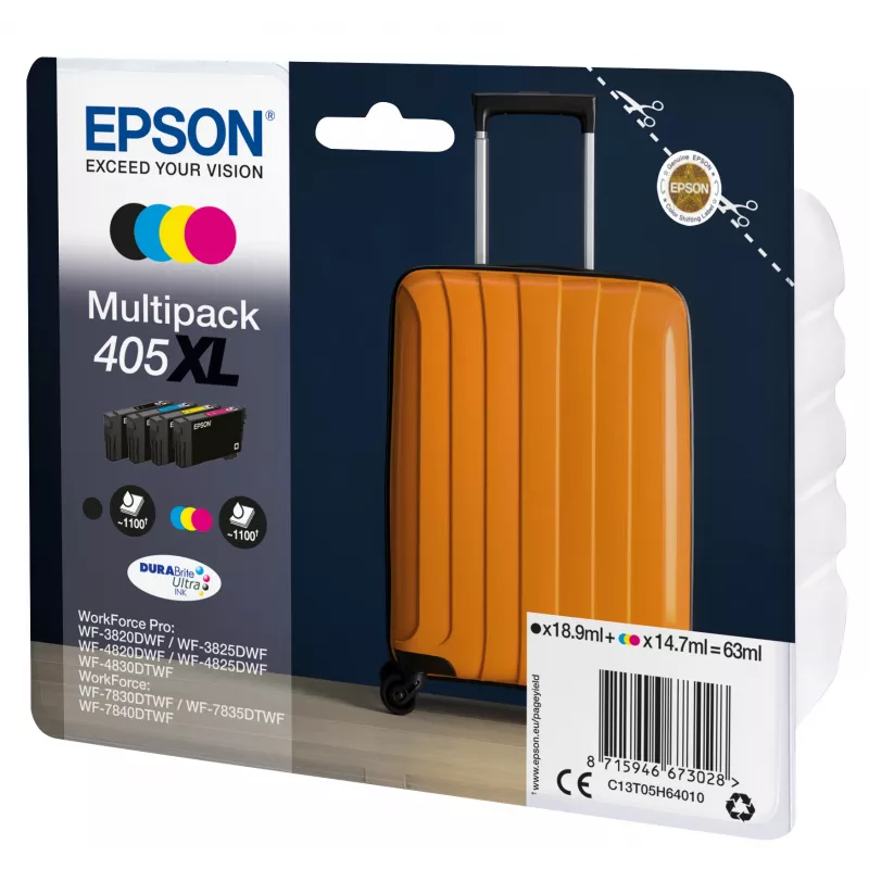 Epson 405XL DURABrite Ultra cartucho de tinta 1 unidad original alto rendimiento (XL) negro, cian, magenta, amarillo