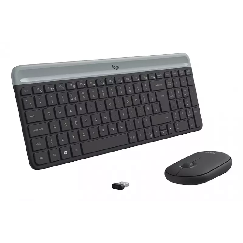 LOGITECH Combo inalámbrico delgado de teclado y ratón Mk470 - Graphite - Alemán Qwertz
