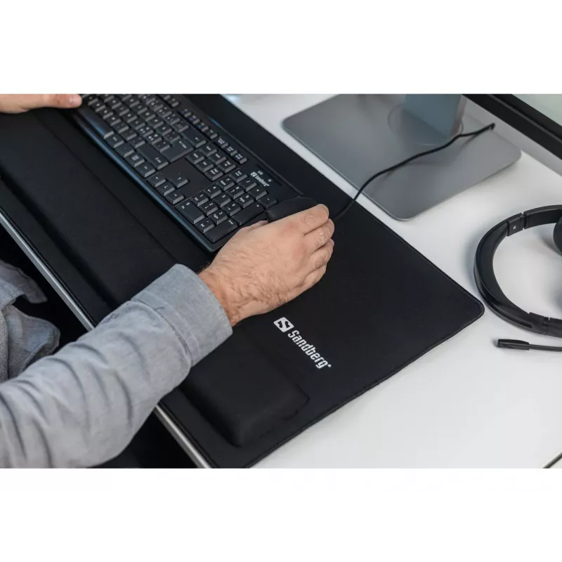 Sandberg Desk Pad Pro XXL, Negro, Unicolor, Reposamuñecas, Base antideslizante, Alfombrilla de ratón gaming