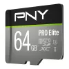 PNY Micro-SD Pro Elite 64 GB Clase 10 UHS-I U3 A1 V30 con adaptador SD