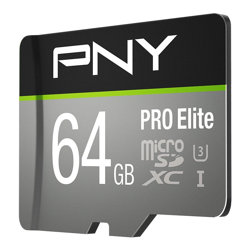 PNY Micro-SD Pro Elite 64 GB Clase 10 UHS-I U3 A1 V30 con adaptador SD