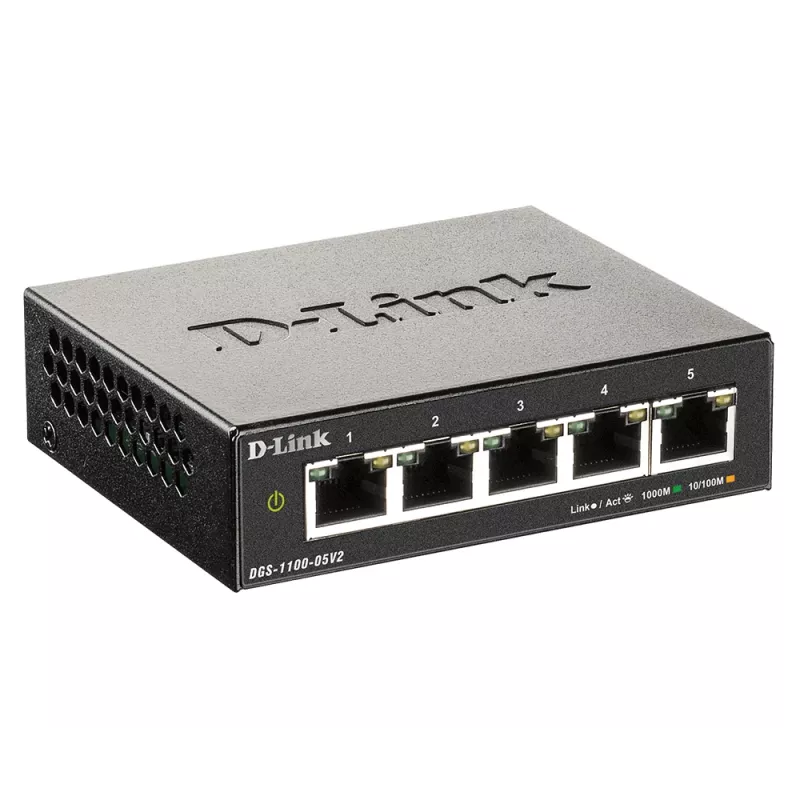 Switch de red D-Link DGS-1100-05V2/E Gestionado L2 Gigabit Ethernet (10/100/1000) Negro