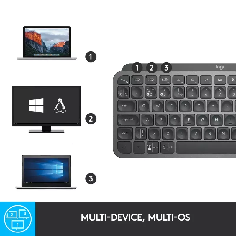 Teclado LOGITECH Minimalist Wireless Illuminated - MX KEYS MINI - Grafito - Qwertz Alemán