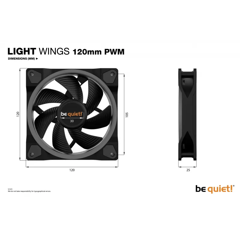 be quiet Light Wings 120mm ARGB PWM ventilador negro