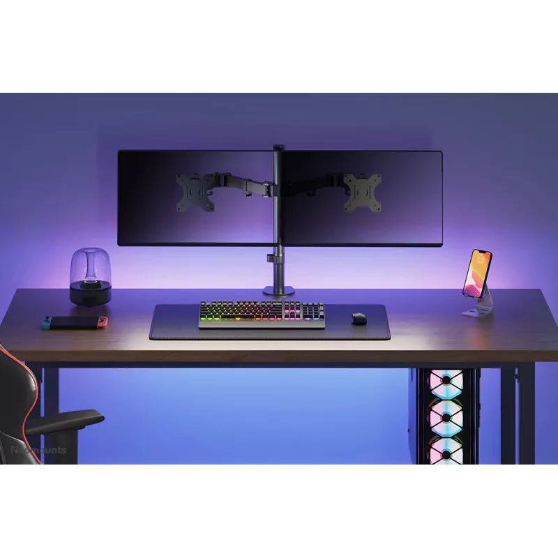 Brazo para monitor Neomounts FPMA-D550D negro 10-32 inch, pinza de mesa/pasacables de mesa, 8 kg, 25,4 cm (10 inch), 81,3 cm (32 inch), 100 x 100 mm, negro