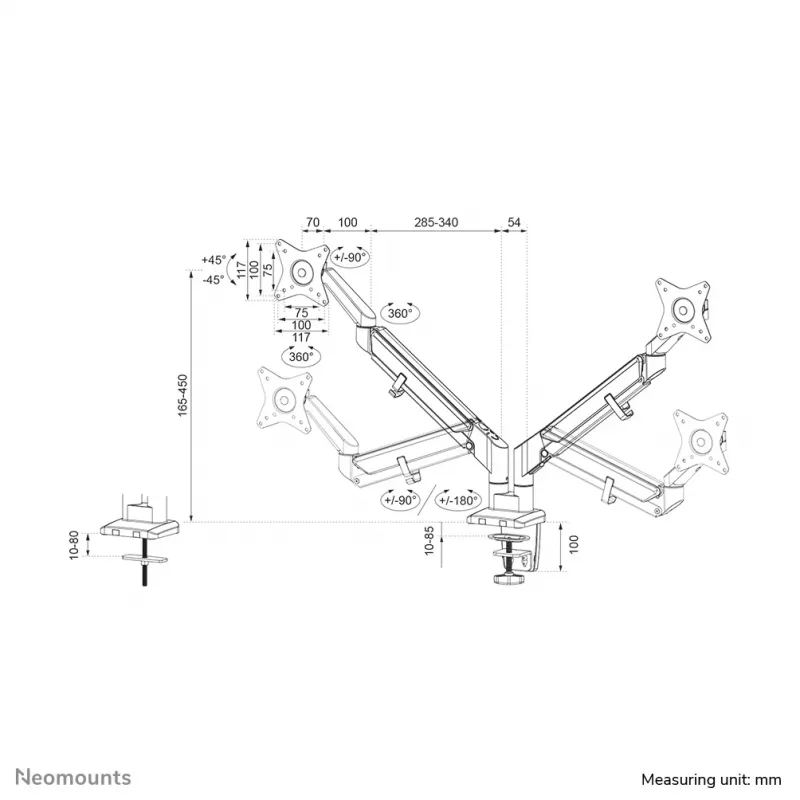 Brazo para monitor Neomounts DS70-810BL2 17-32
