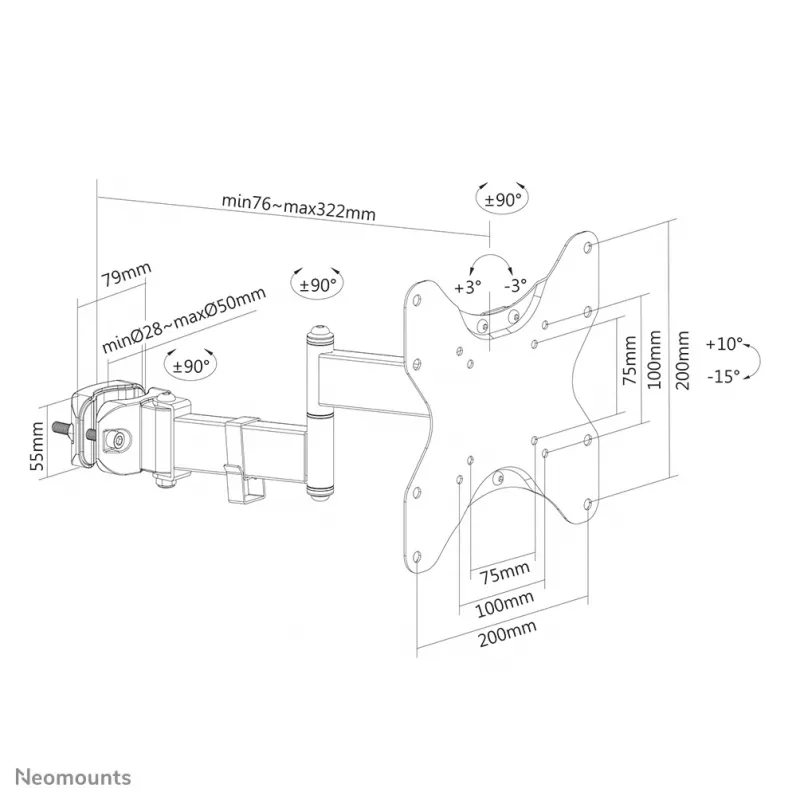 Soporte de montaje en mástil para TV Neomounts FL40-450BL12 58,4-106,7 cm (23-42